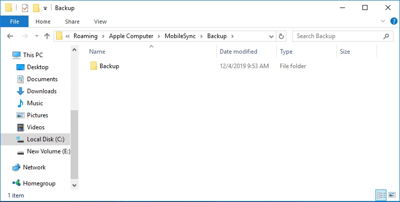 Apple Device Backup Folder Path