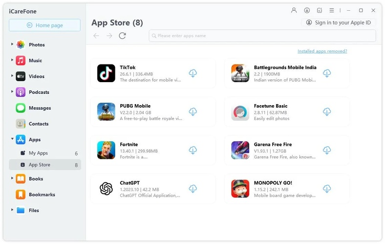 Apps Tab Search for Free Apps