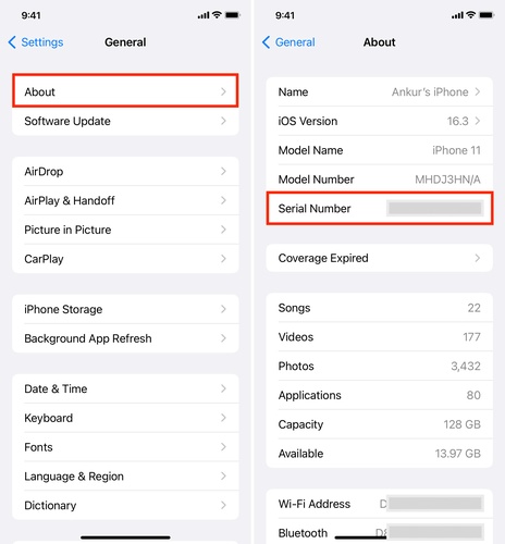 Copy Serial Number for Apple Coverage Check