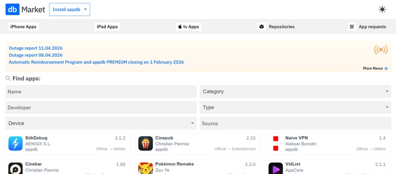 Open Safari and Go to Appdb