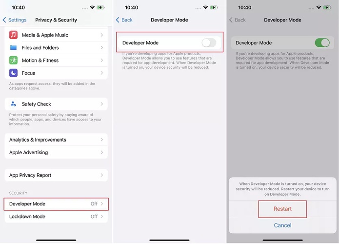 Turning on Developer Mode
