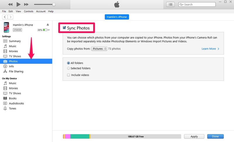 Choose Folder to Sync Photos