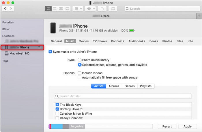 Click Music Tab, Check Sync Music
