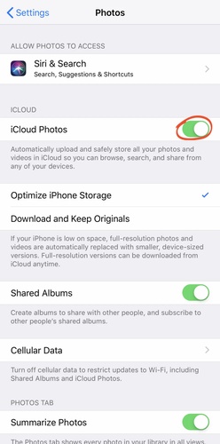 Enabling Icloud Photos on Iphone