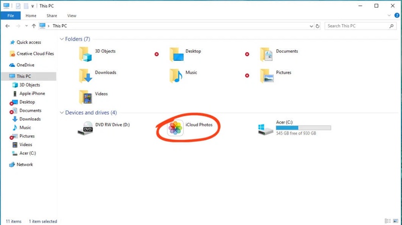 Icloud Photos in File Explorer