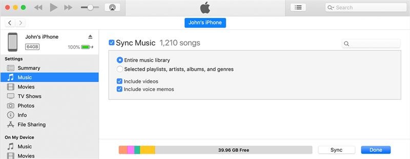 Music Tab with Sync Music