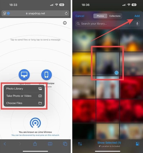 Select Photos on Iphone and Open