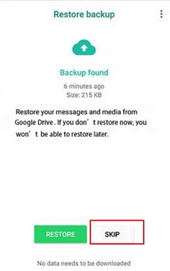 Restore Chats from Backup or Skip