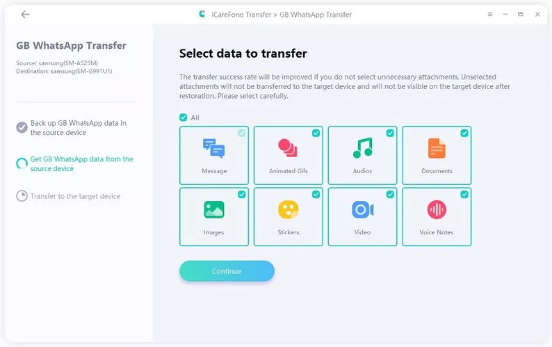 Select Data Type for Transfer