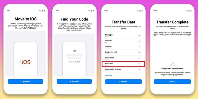 Click Next Continue Wait for Transfer