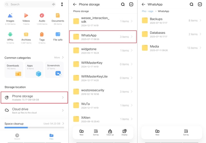 Connect Android to Whatsapp Databases Folder