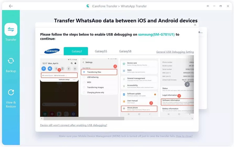 Enable Usb Debugging and Backup Whatsapp