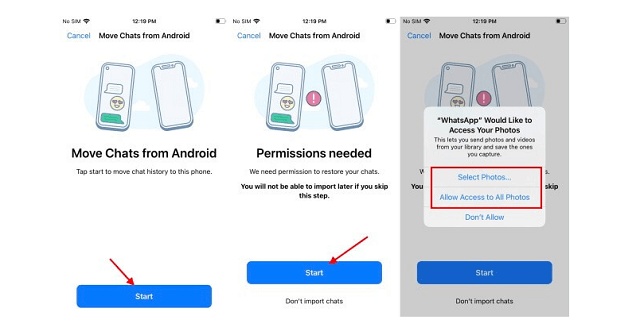 Log in Click Start Restore Chats