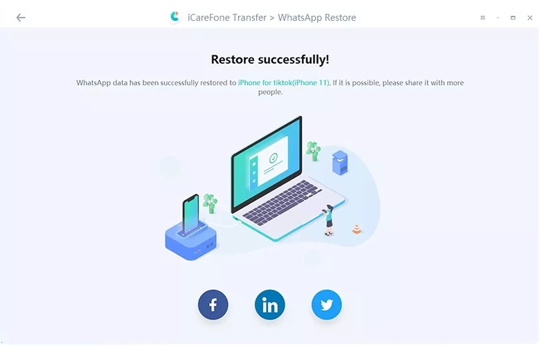 Log into Whatsapp and Skip Restore