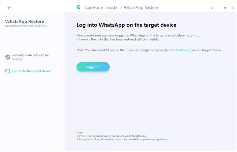 Log into Whatsapp Skip Icloud Restore