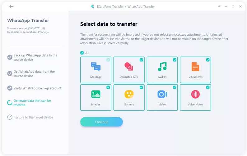 Transfer Data, Continue, Restore on Iphone