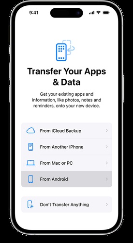 Transfer from Android with Six Digit Code
